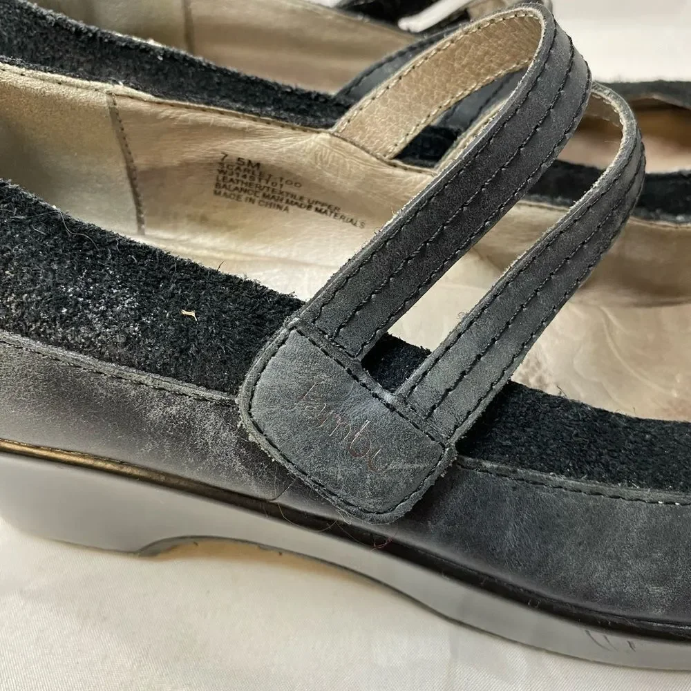 Jambu Women's Size 7.5M Leather Mary Jane Sport Wedge Shoes black